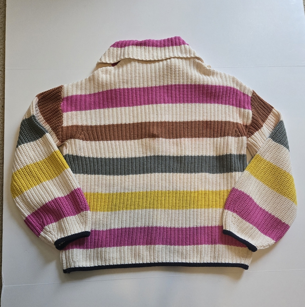 Free Assembly Women's Multicolor Striped Half-Zip Ribbed Sweater Size M – Retro - Picture 3 of 9